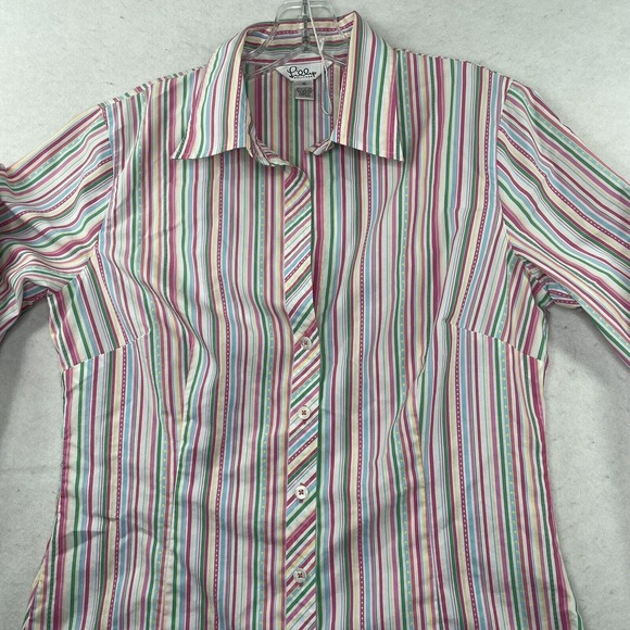 Lilly Pulitzer Pink Vertical Striped Women’s Size 10 Button Down Shirt Top - Picture 5 of 14